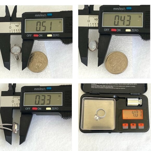 Sterling Silver 925 Oval Bezel Set Moonstone Twisted Split Shank Ring Sz 4.5 - Picture 10 of 16